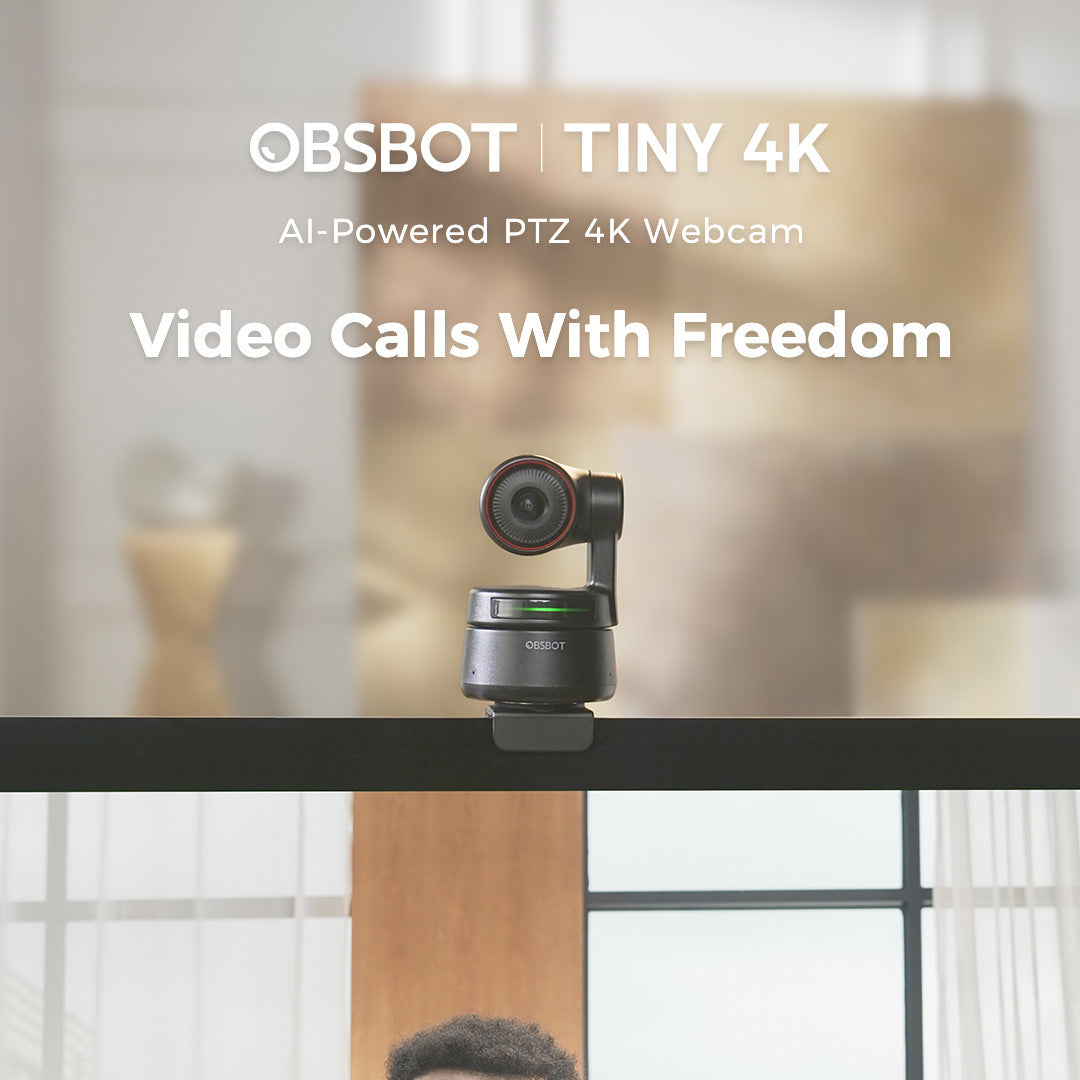 OBSBOT Tiny PTZ 4K AI-Powered Framing & Autofocus Webcam with 2 Axis Gimbal