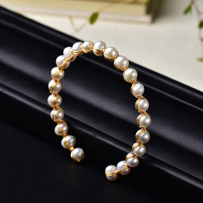 Pearl Bracelet Ladies 14K Gold Plated Gift