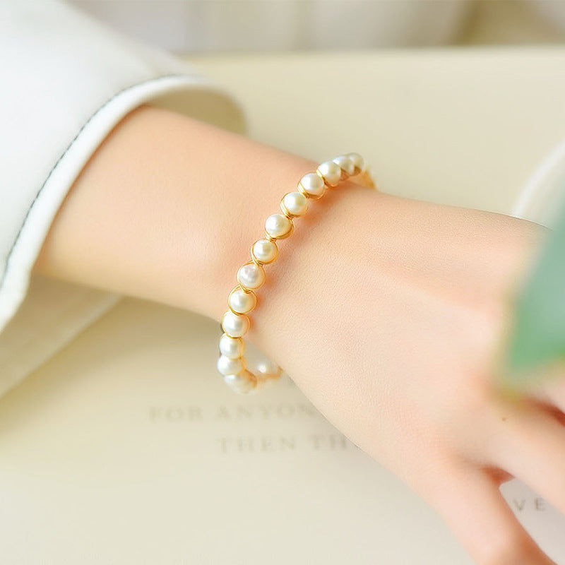 Pearl Bracelet Ladies 14K Gold Plated Gift