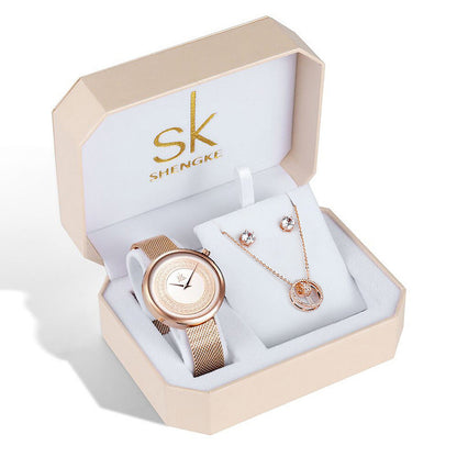 Three-piece Rose Gold Ladies Watch Set