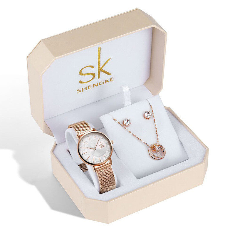 Three-piece Rose Gold Ladies Watch Set