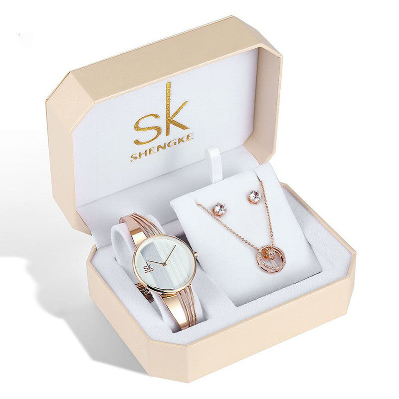 Three-piece Rose Gold Ladies Watch Set