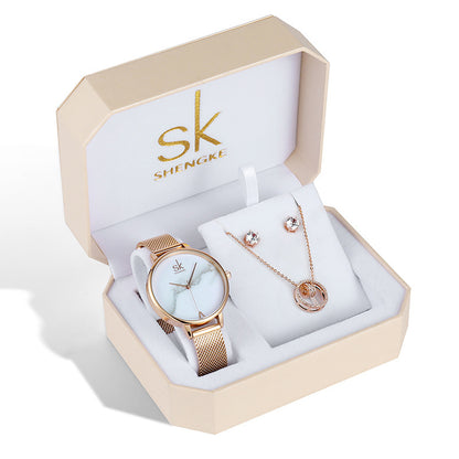 Three-piece Rose Gold Ladies Watch Set