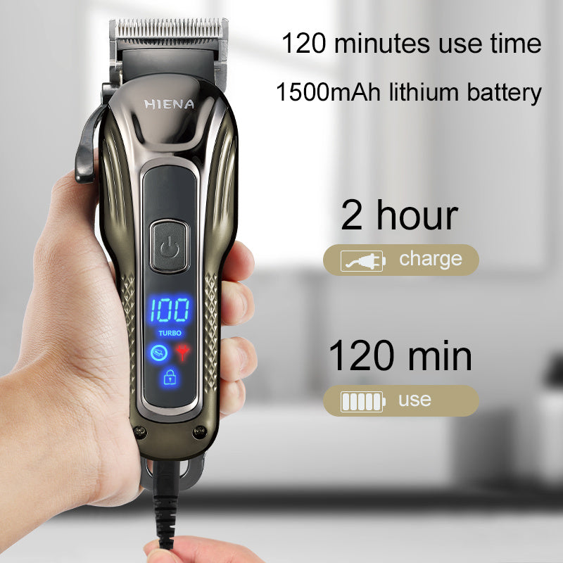 Hiena Hair Scissors LCD Digital Display Professional Hair Scissors Rechargeable Hair Clipper Razor Fader