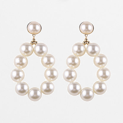 Earrings ladies wedding pearl hoop gift