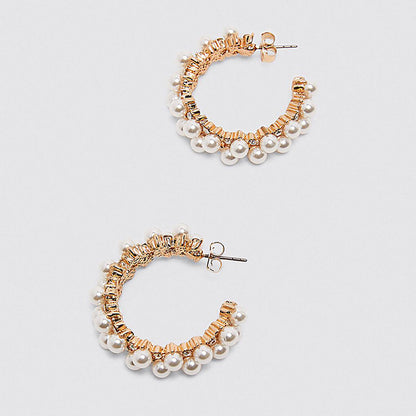 Earrings ladies wedding pearl hoop gift