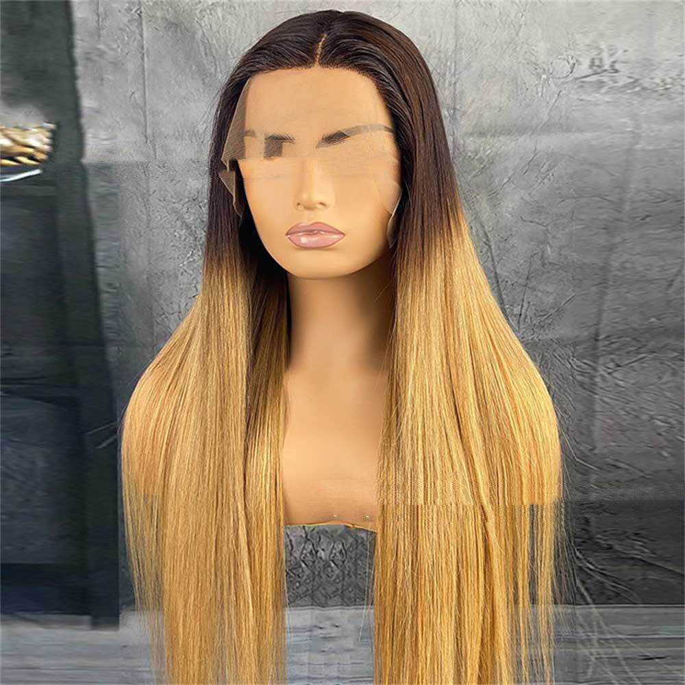 Women's Fashion Real Hair Gradient Wig Lace Headgear