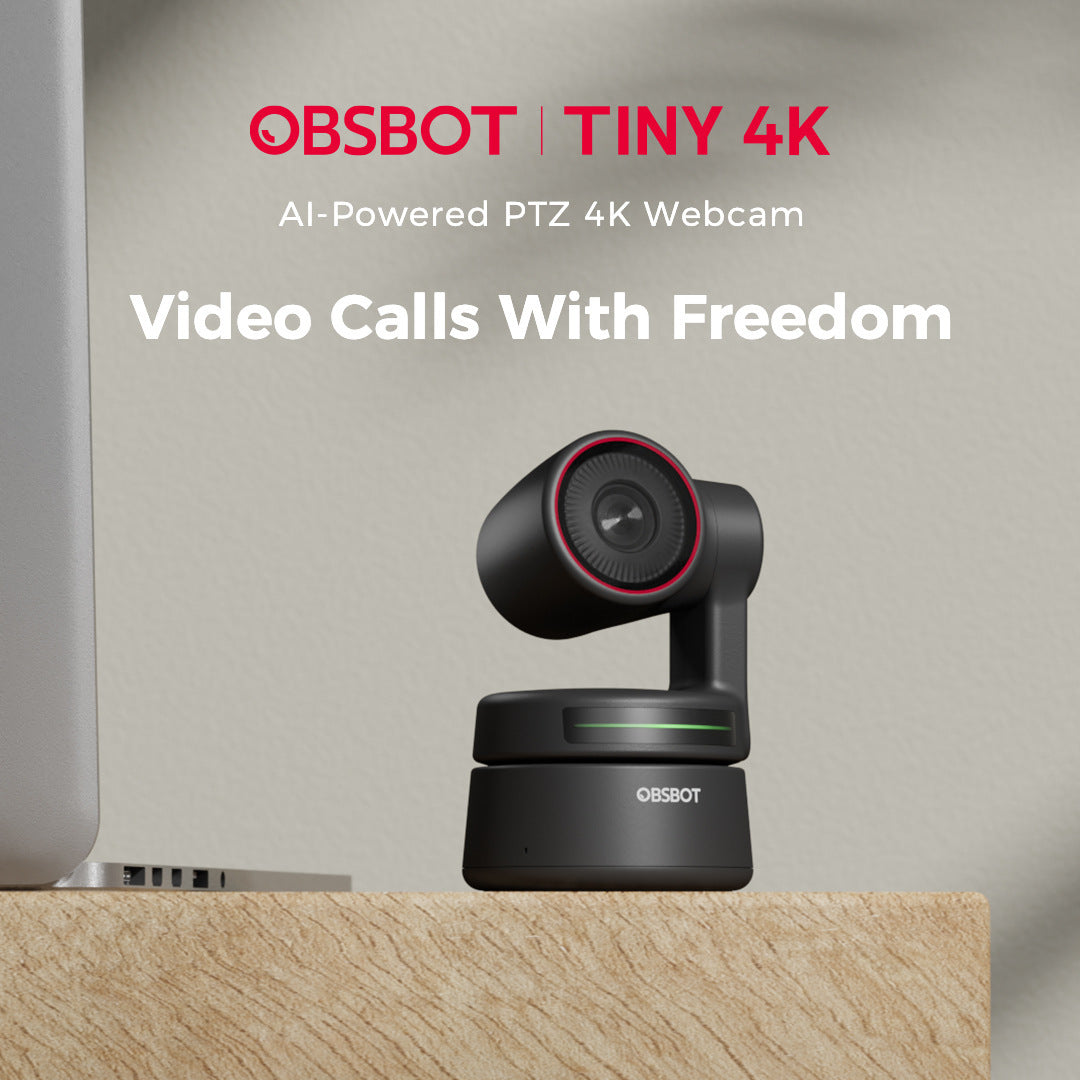 OBSBOT Tiny PTZ 4K AI-Powered Framing & Autofocus Webcam with 2 Axis Gimbal