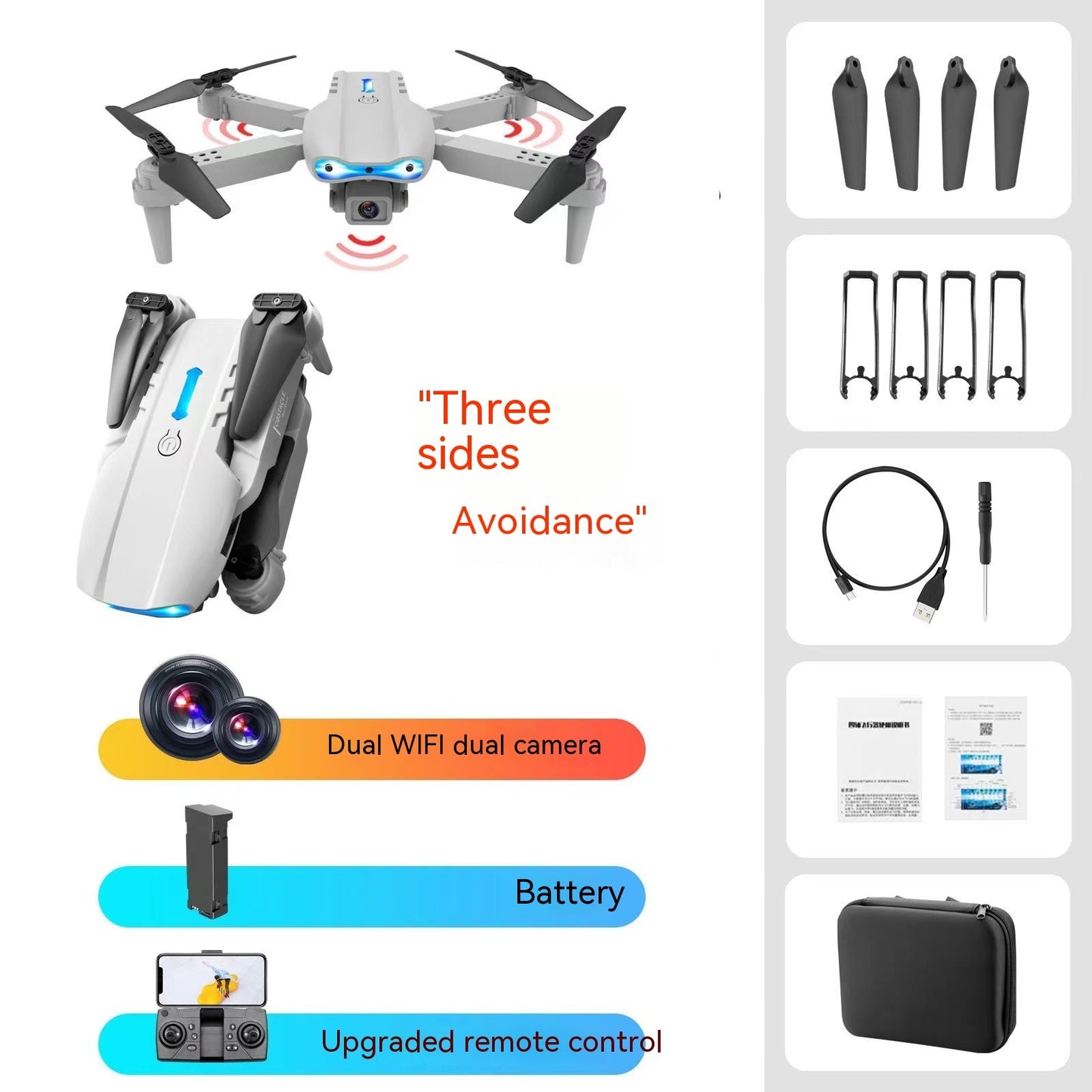 E99pro Aerial Drone 4k High-definition Dual Camera Three Sided Camera