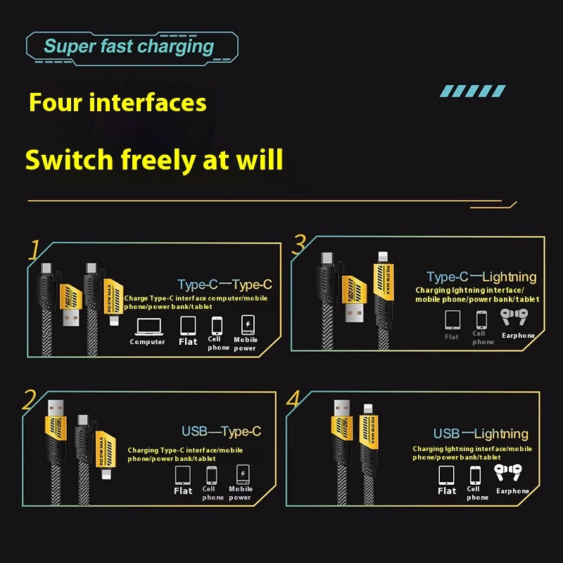 4-in-1 Fast Charge Braided Data Cable